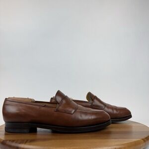 Mens Edward Green Paul Stuart Brown Leather Slip On Penny Loafers Shoes Size 9 D